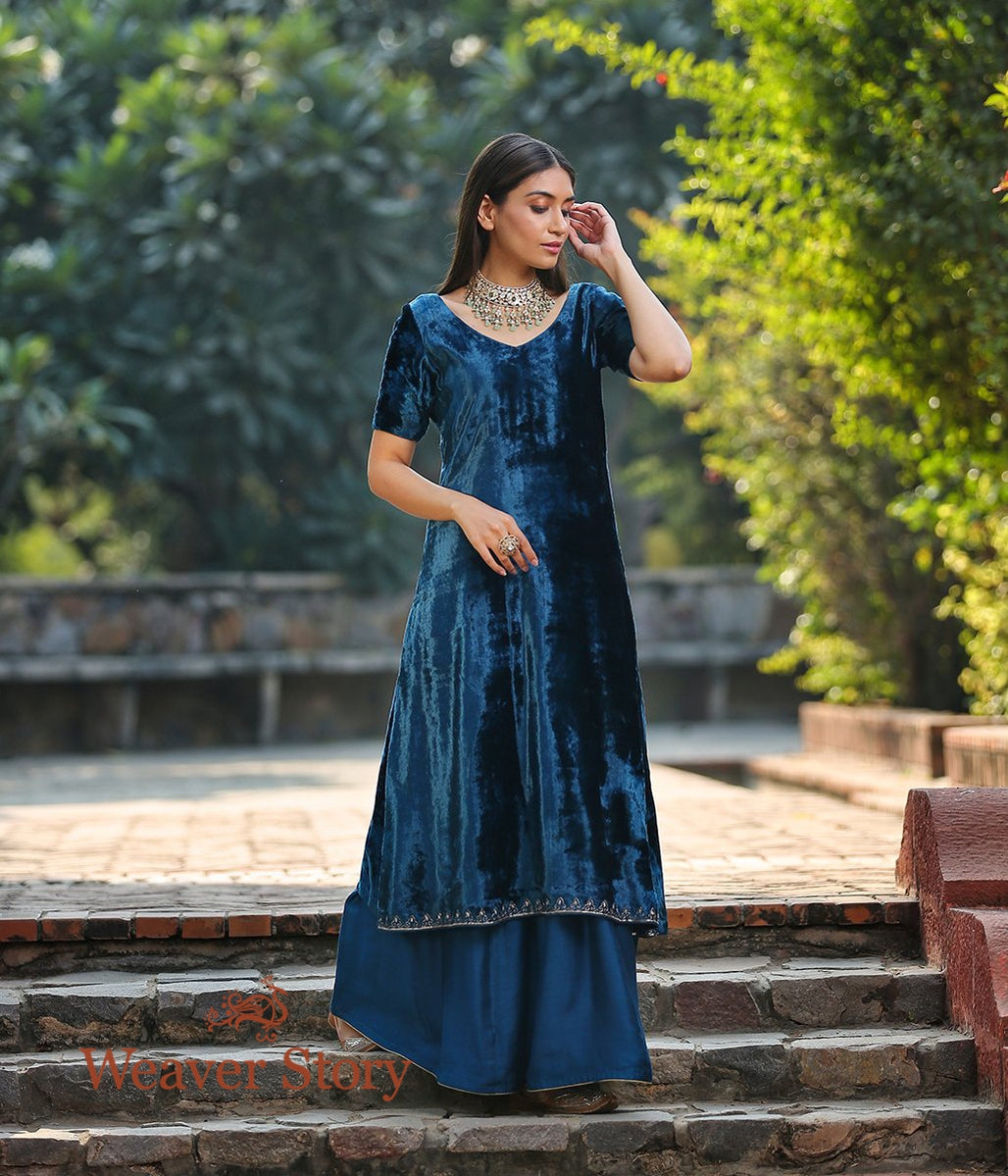 Buy Velvet Salwar Kameez for Women, Embellished Long Velvet Kurti Palazzo  Set, Kurti With Dupatta Suit, Plus Size Velvet Women Dress Online in India  - Etsy